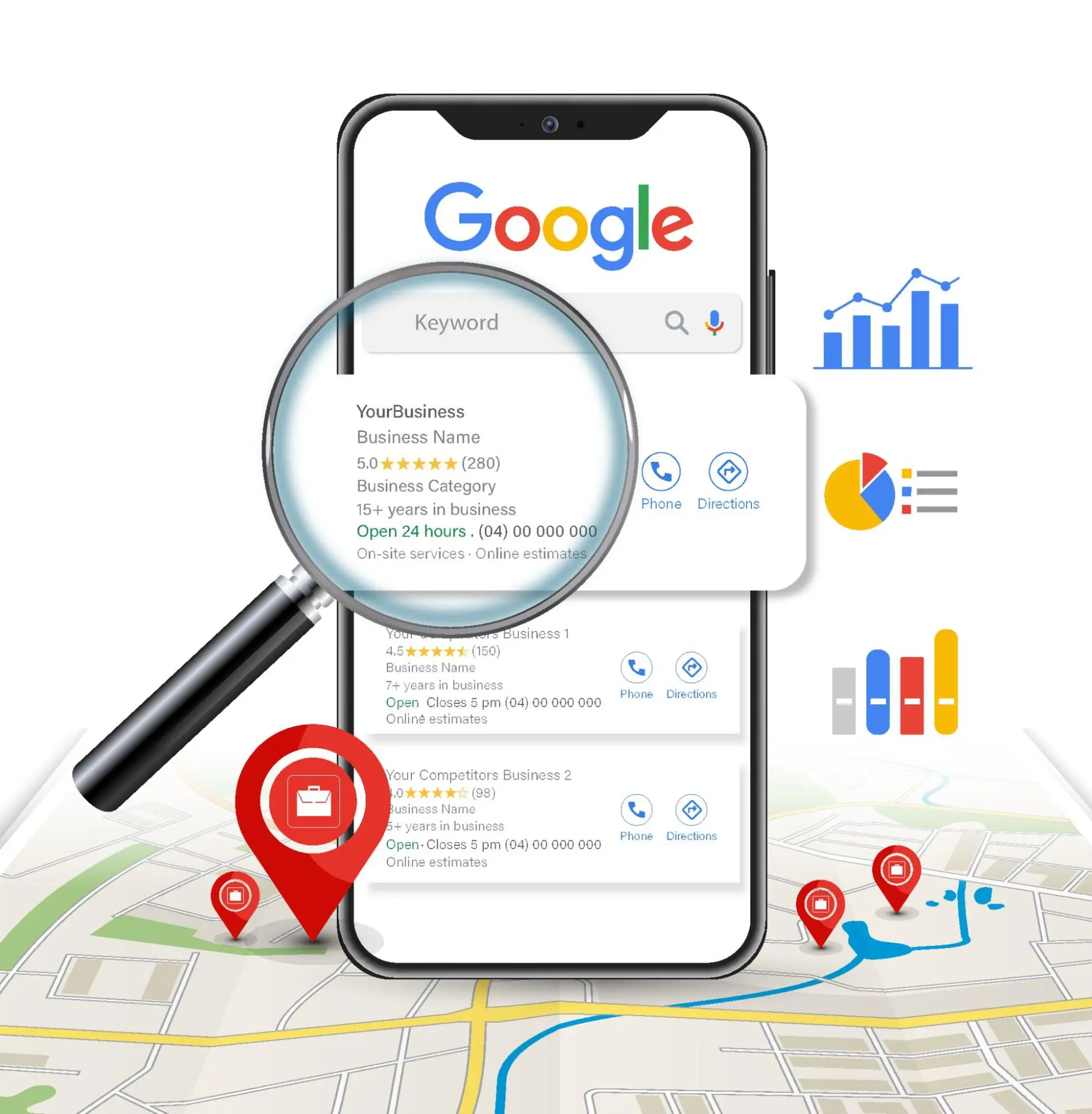 Foto ilustruese e rezultateve lokale ne Google