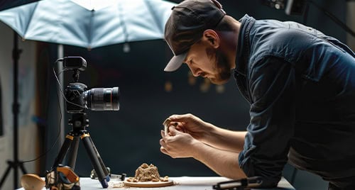 Fotograf i Grow.al duke bere foto produkti